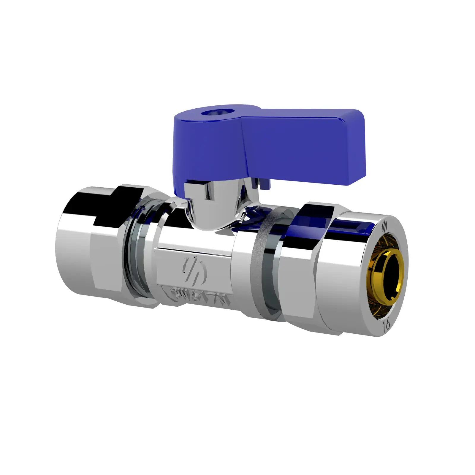 Mini ball valve with blue handle Multilayer 16x2 mm x 16x2 mm 868030