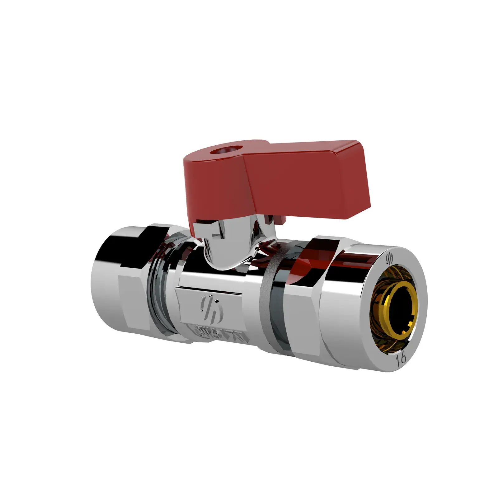 Mini ball valve with red handle Multilayer 16x2 mm x 16x2 mm 868035