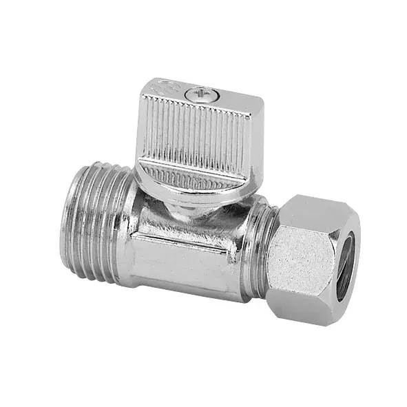Mini ball valve with chrome handle 3/8" M x 12 mm (5 pieces) 02285