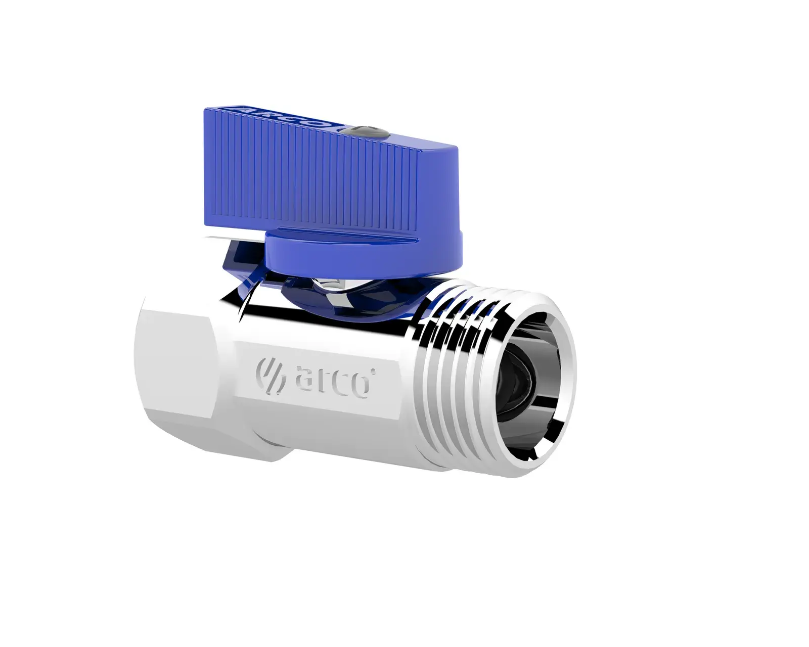 Mini ball valve with blue hexagonal handle 1/2" M x 1/2" F (5 pieces) A2207