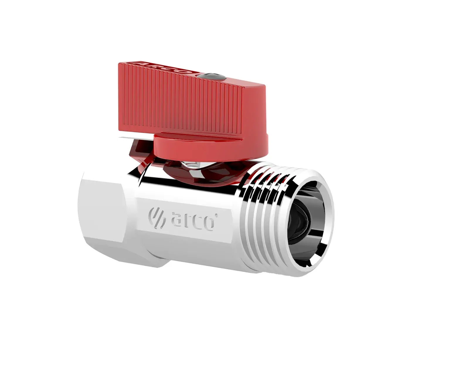 Mini ball valve with red hexagonal handle 1/2" M x 1/2" F (5 pieces) 2207R