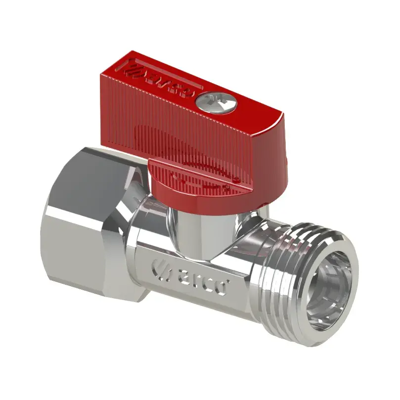 Mini ball valve with red hexagonal handle Delta 1/2" M x 1/2" F (5 pieces) 208025