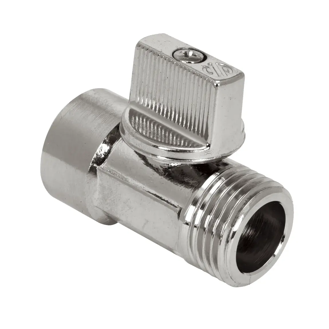 Polished chrome mini ball valve 1/2" M x 1/2" F 02206