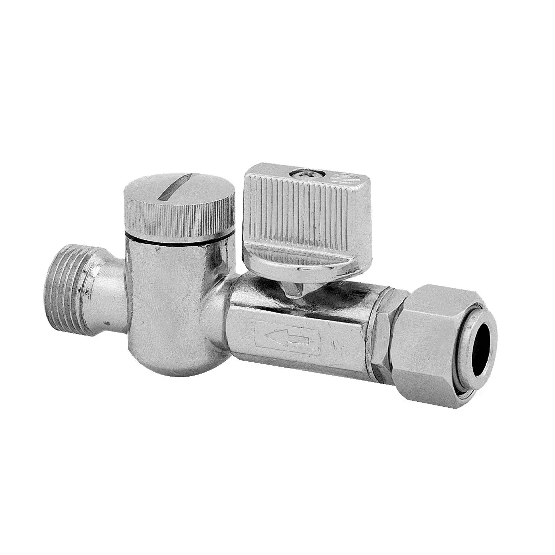 Mini ball valve with filter 3/8" M x 3/8" loose nut (2 pieces) MF210