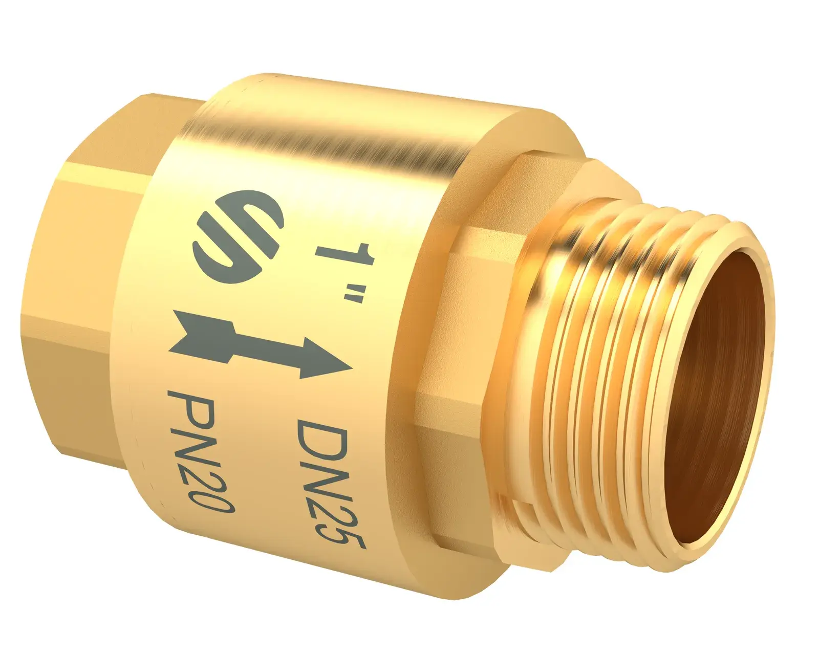 Spring check valve with metal plate Stop 1" F x 1" M 191425