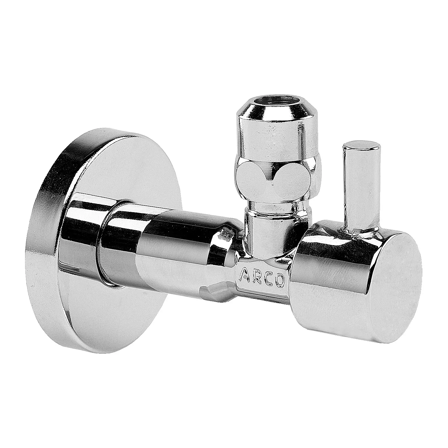 Hoekstopkraan extra gepolijst chroom met metalen greep en moer A-80 Tech 1/2" bu x 3/8" x 10 mm 1TECH