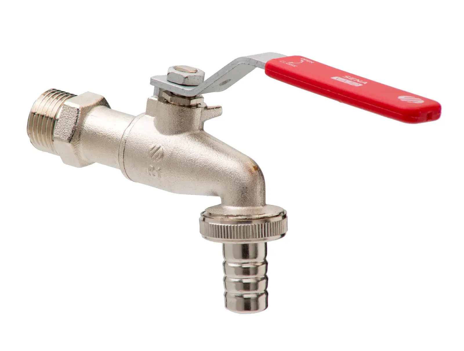 Garden tap Sena with lever handle and red cover 1/2" M NPT x 3/4" M 155503