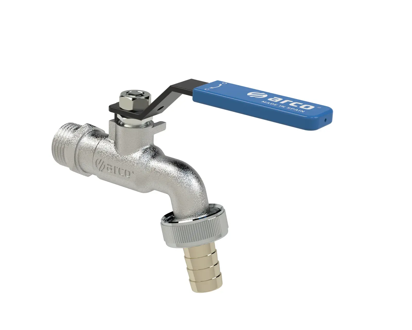 Garden tap with black epoxy steel lever and blue cover 3/4" M x 3/4" M, 20 mm hose nozzle 00403