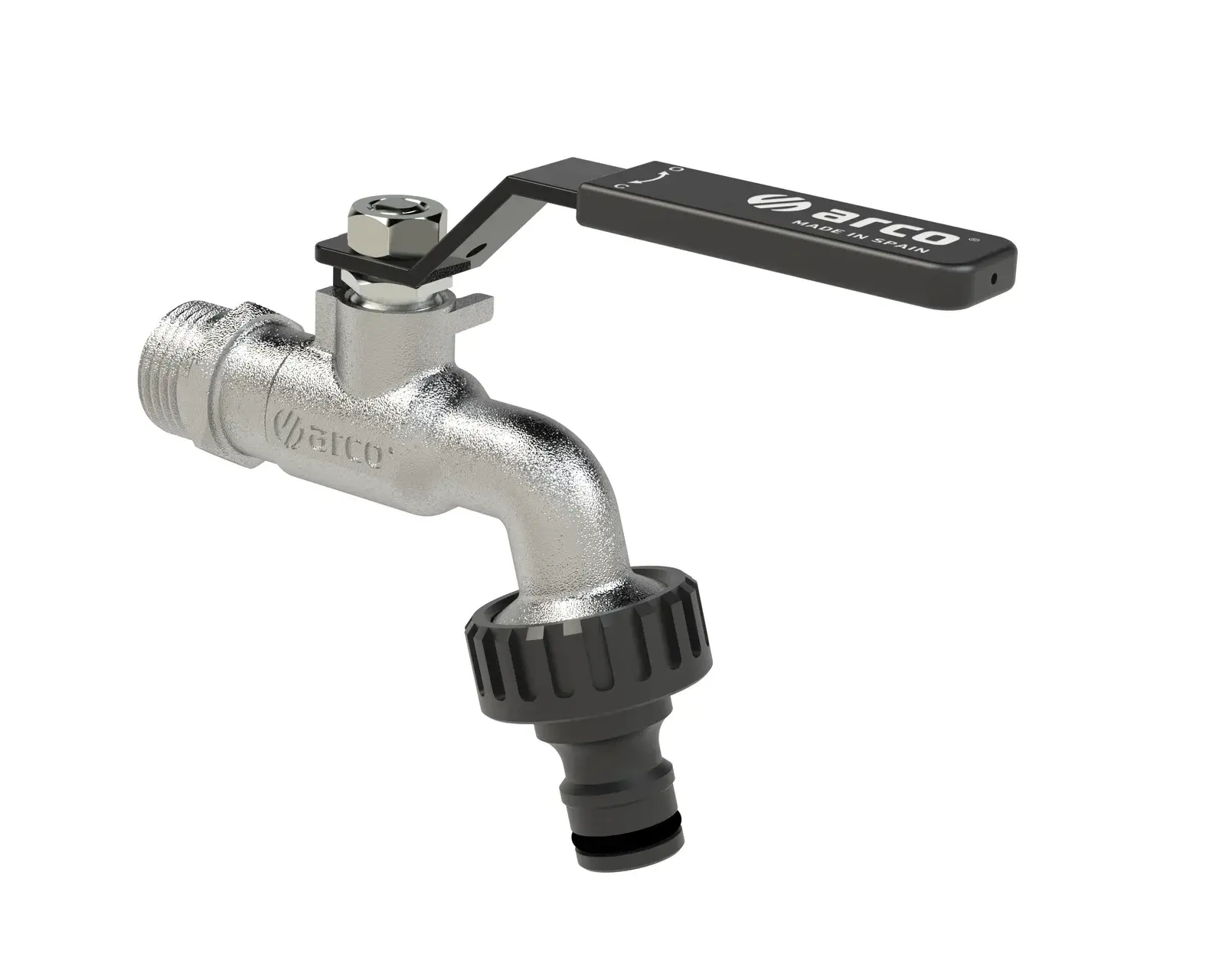 Garden tap with black epoxy steel lever and black cover 1/2" M x 3/4" M PG413T
