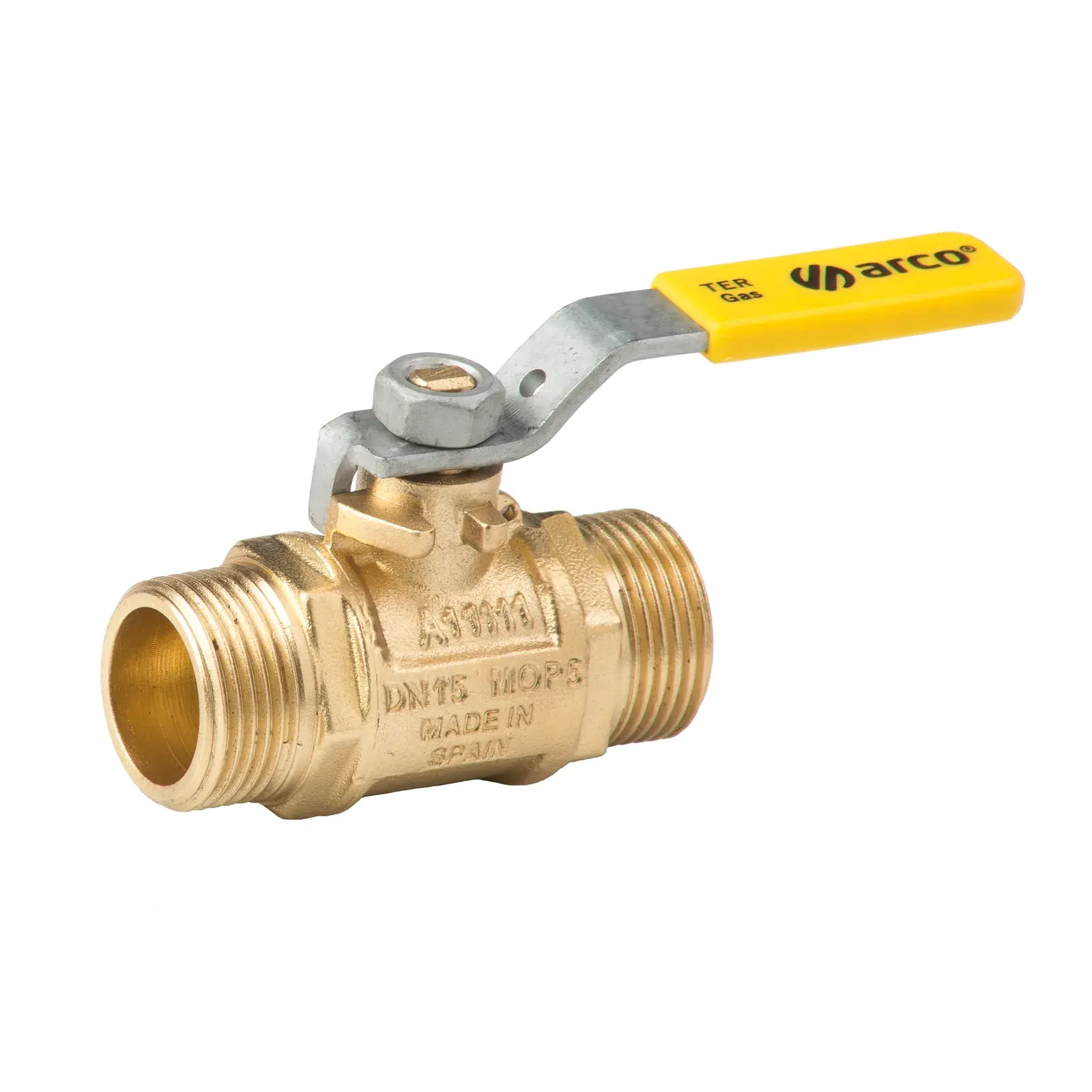 Gaskogelkraan Ter met hendel en gele kap 1 1/4" bu x 1 1/4" bu 00505