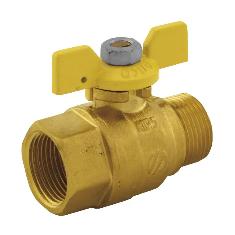 Gaskogelkraan Ter met gele vlindergreep 3/4" bu x 3/4" bi 00581