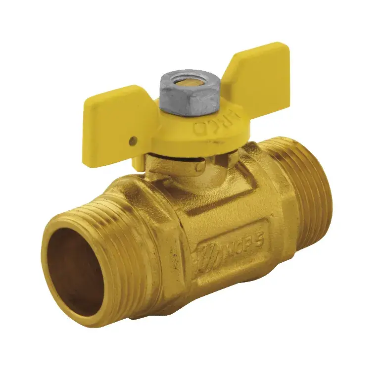 Gaskogelkraan Ter met gele vlindergreep 3/4" bu x 3/4" bu 00502