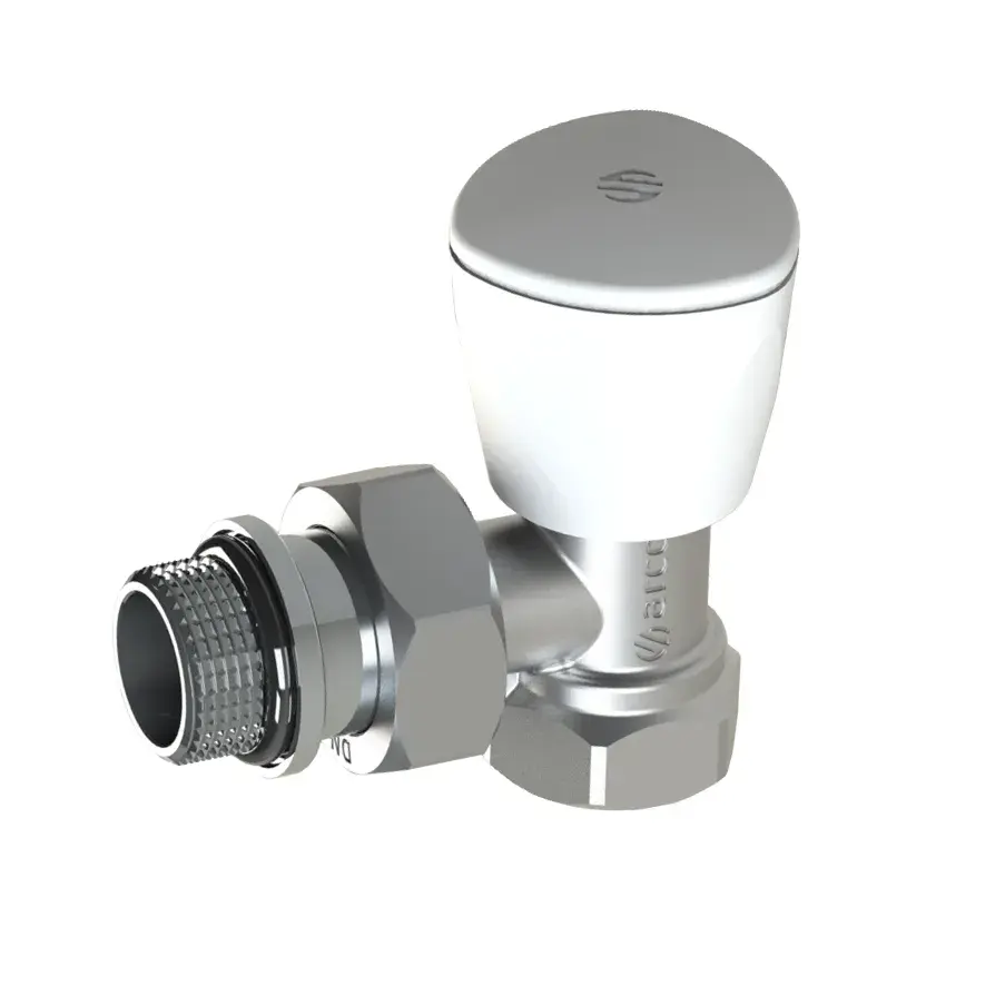 Haakse radiatorkraan Teide Plus met antidruppel-O-ring 1/2" bi x 1/2" bu 503605
