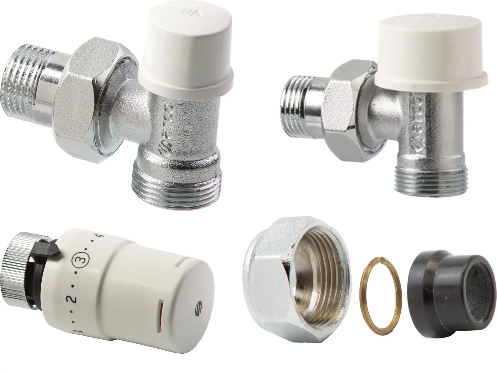 Thermostatische radiatorkraanset Teide Termo Plus haaks voor koperen buis 12 mm x 3/8" bu, kopaansluiting M28 KCT12
