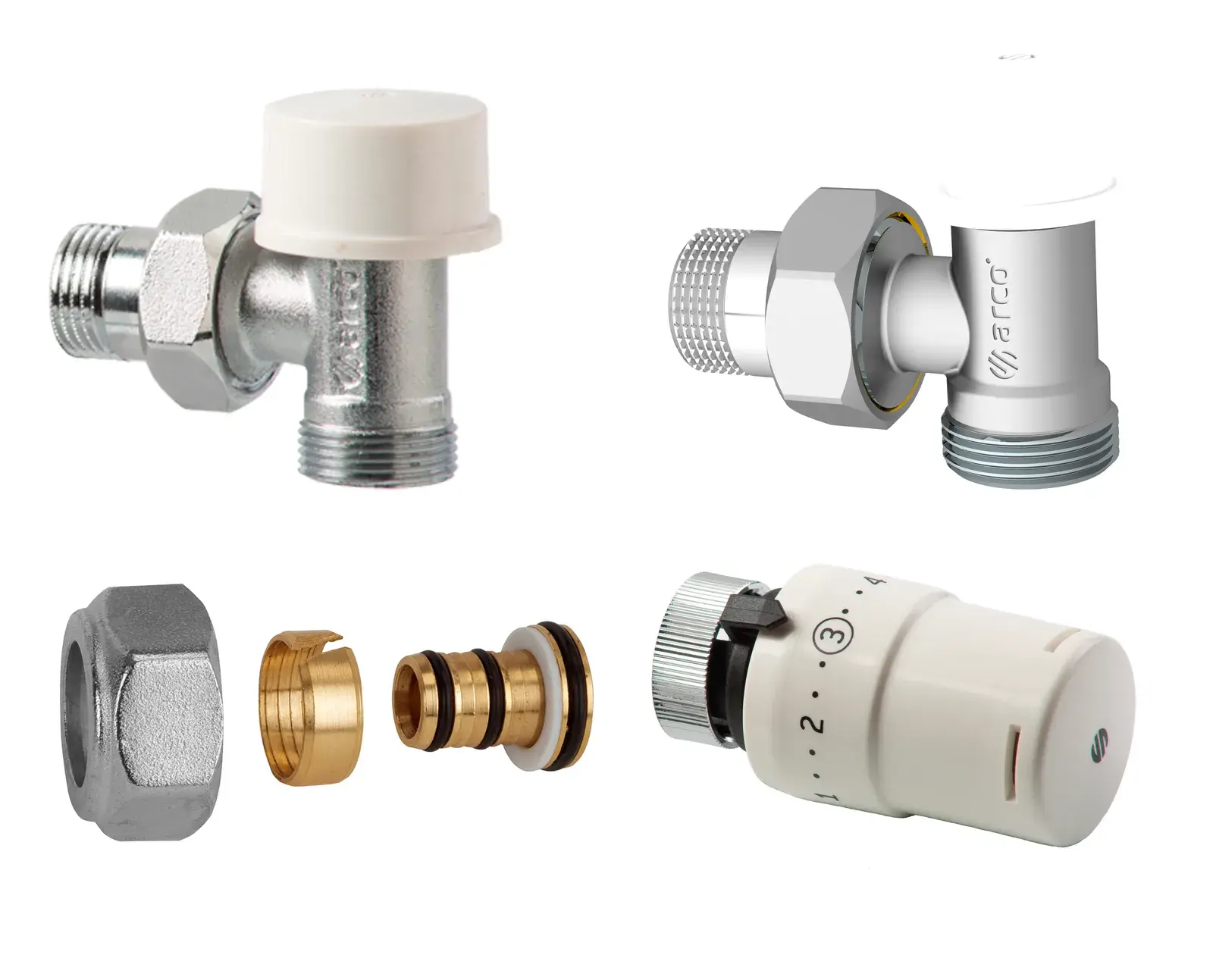 Thermostatische radiatorkraanset Teide Termo Plus haaks voor meerlagenbuis 16x2 mm x 1/2" bu, kopaansluiting M28 KCT03