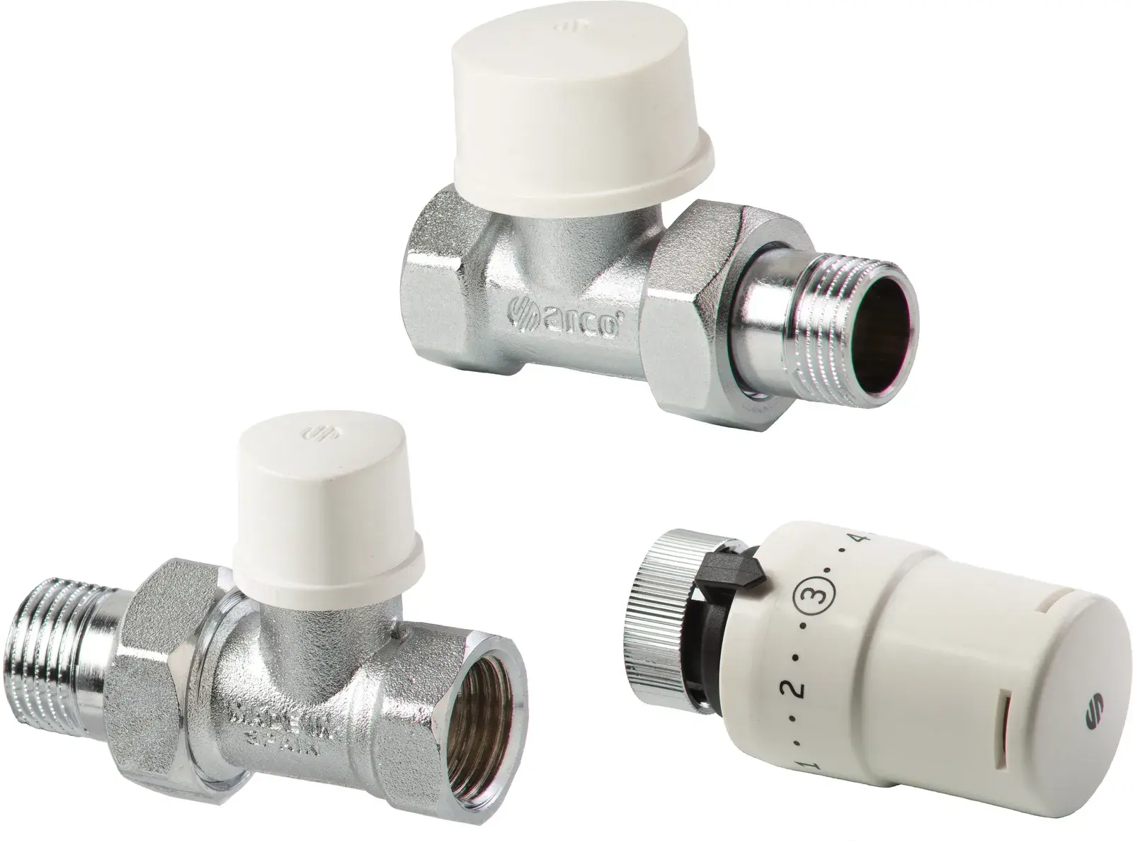 Thermostatische radiatorkraanset Teide Termo Plus recht 1/2" bi x 1/2" bu, kopaansluiting M28 KCT04