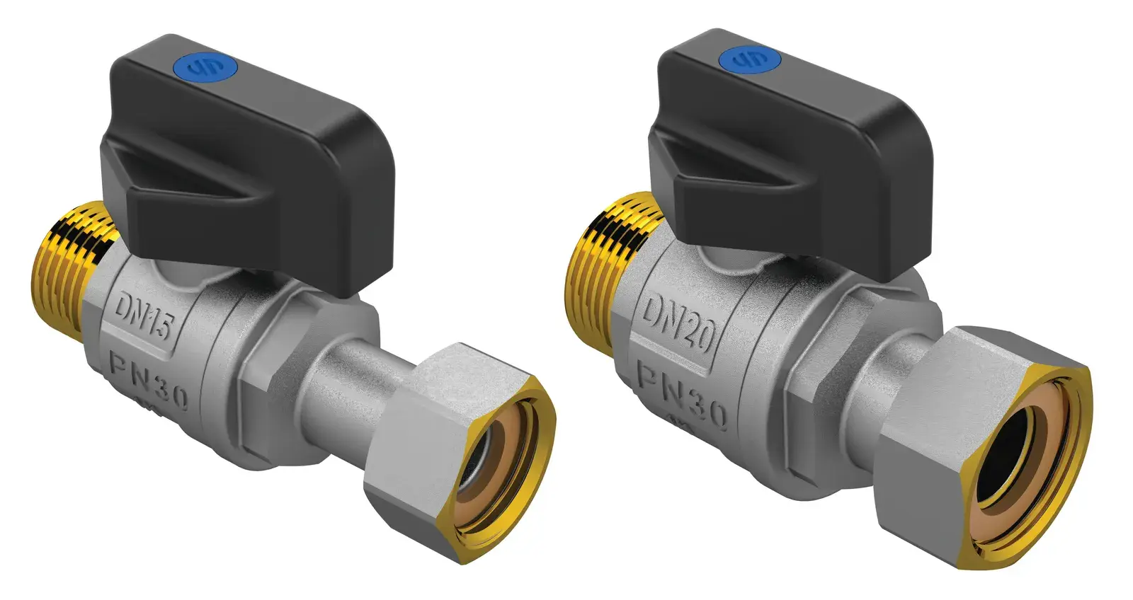 Straight valve kit Sena 1/2" + 3/4" M x loose nut KVC03