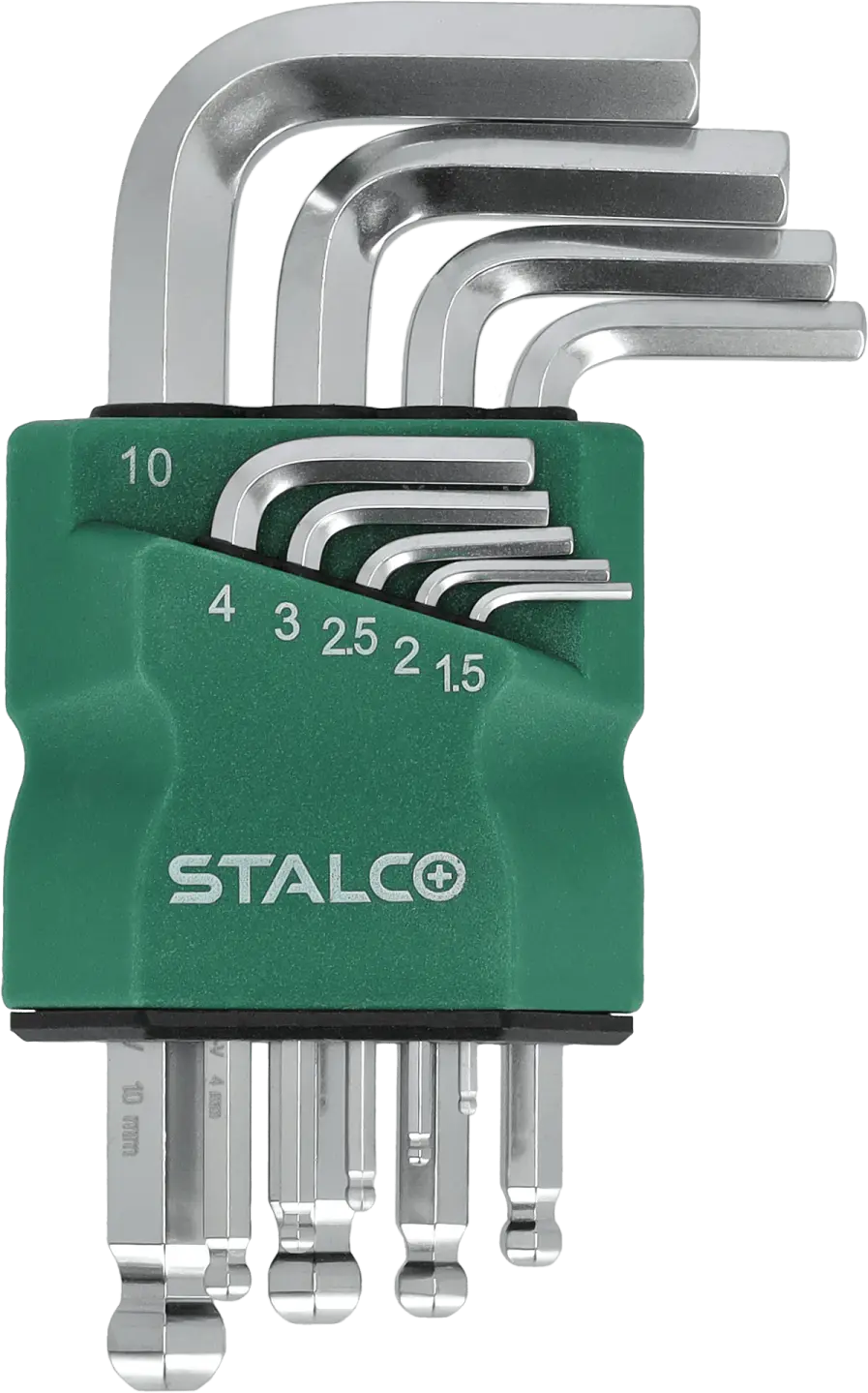 Short hexagonal wrenches, ball head Set 9 pcs CrV H1.5 - H2 - H2.5 - H3 - H4 - H5 - H6 - H8 - H10 STALCO S-48368