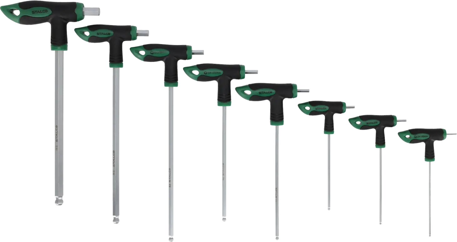 Torx keys T type, 8 pcs, S2 HEX ball ended 2, 2.5, 3, 4, 5, 6, 8, 10mm STALCO S-56252