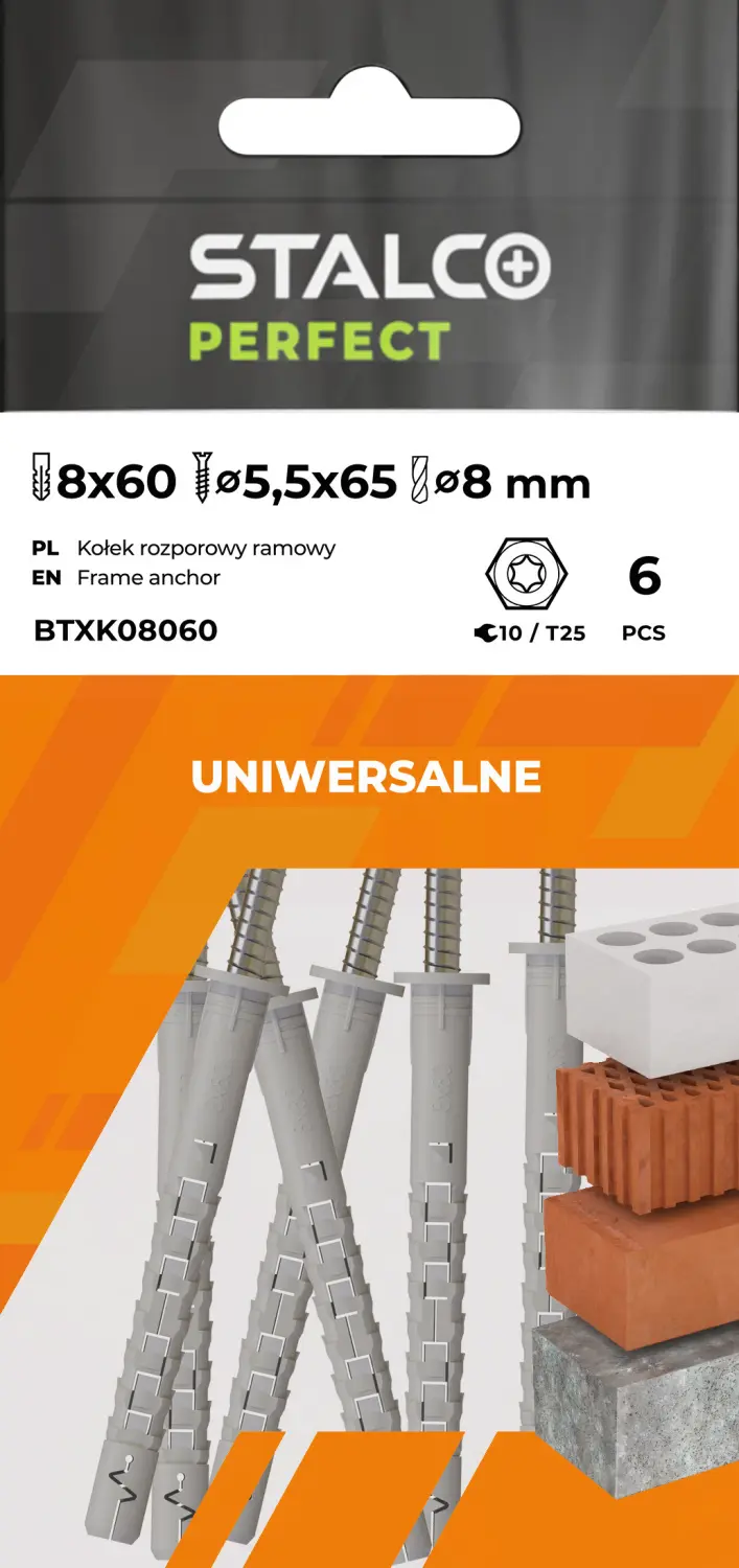 Frame-expansiedop TXK, Sleutel/Torx/T25 TXK 8x60 Zak (6) – STALCO PERFECT
