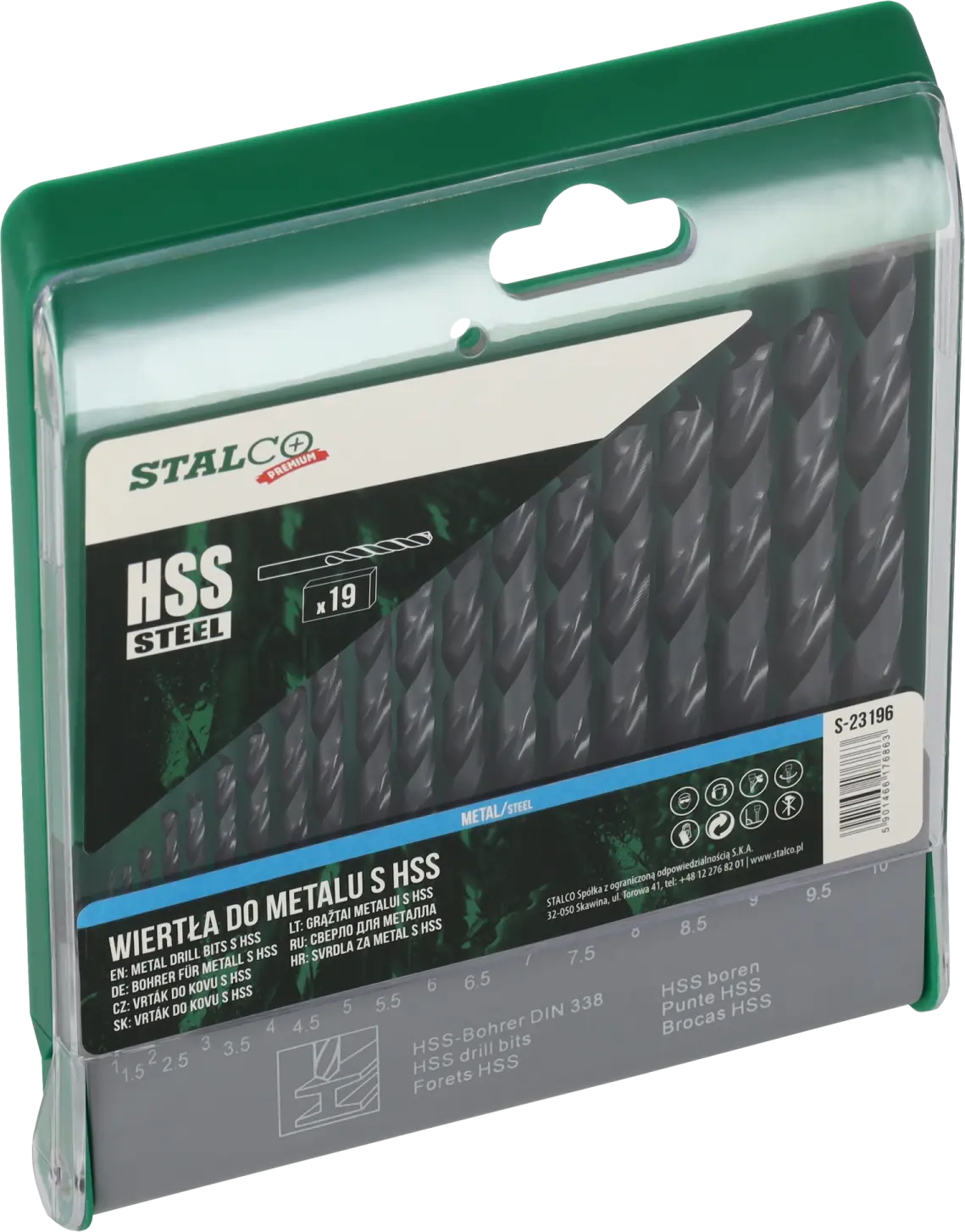 HSS - R drill bits DIN338 Set 19pcs ∅1.0 - 10.0mm STALCO S-23196