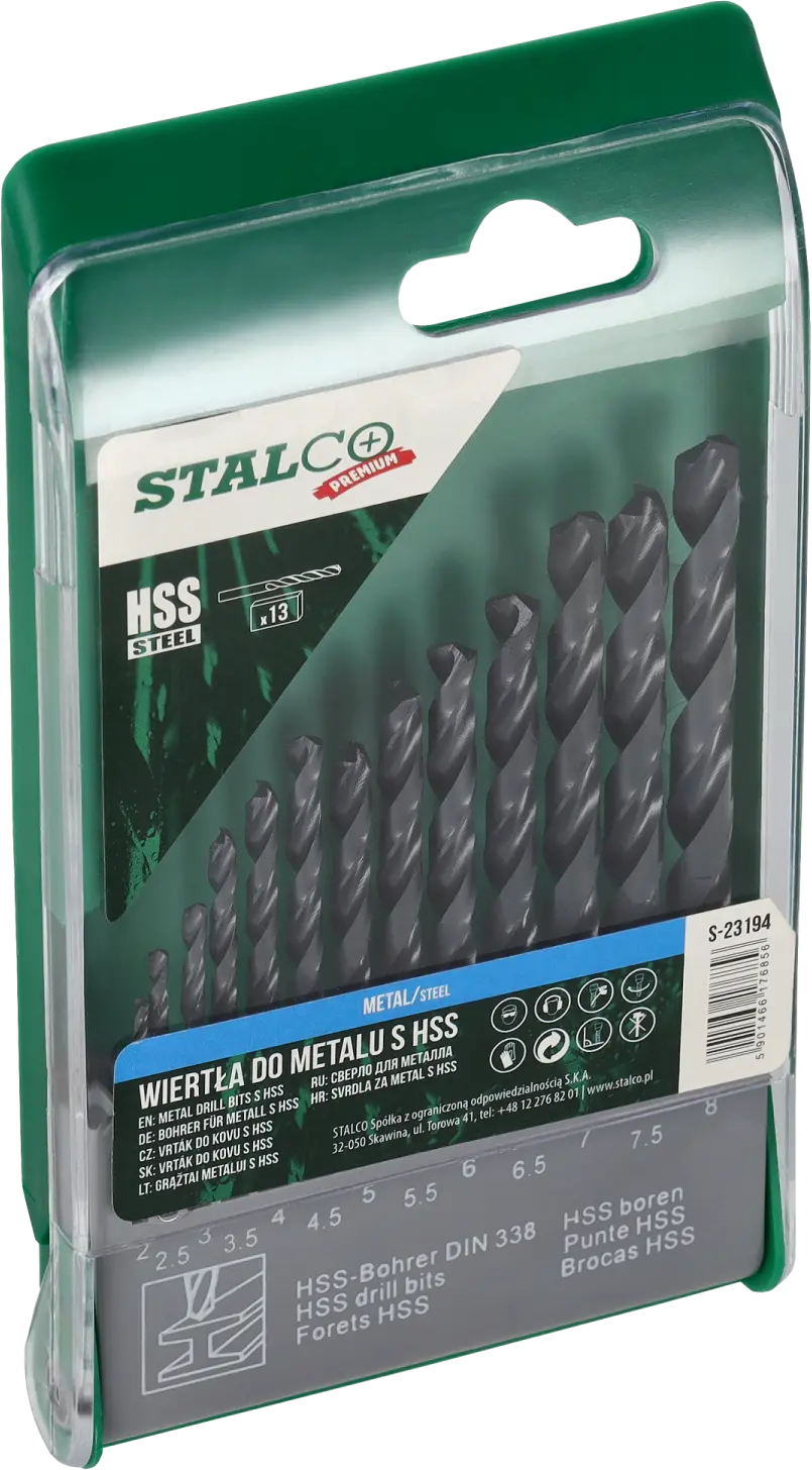 HSS - R drill bits DIN338 Set 13 pcs ∅2.0 - 8.0mm STALCO S-23194