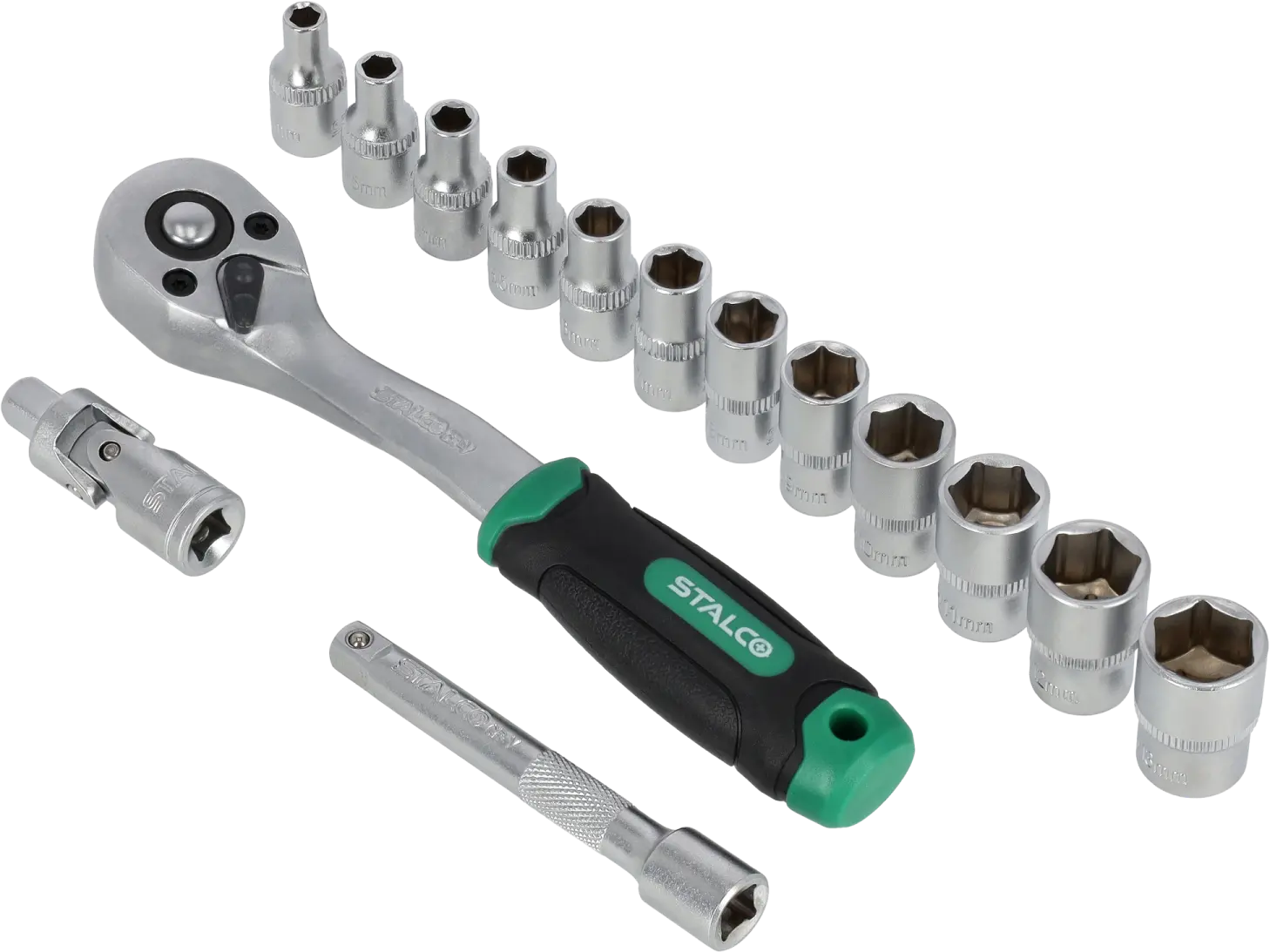 Sockets and ratchet Set 15pcs hanger 1/4” STALCO S-54003
