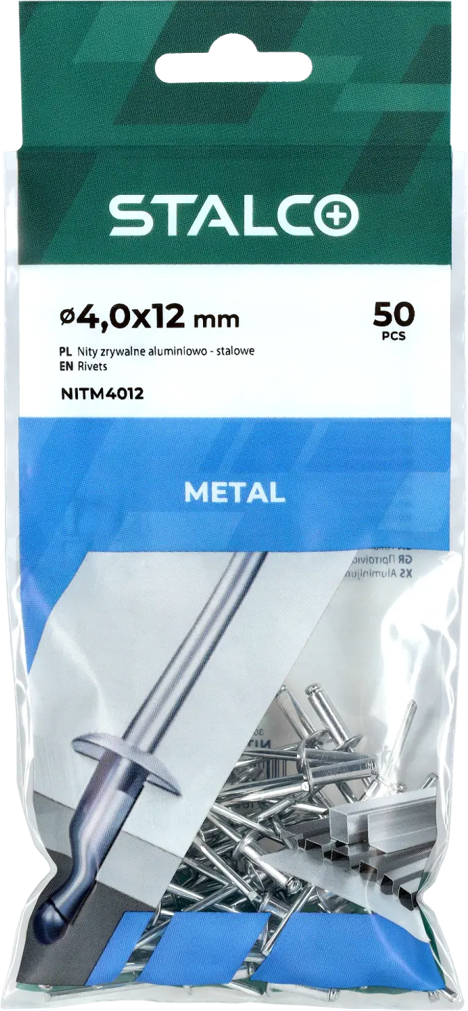 NITM aluminum-steel blind rivets ø4.0 x 6 mm, pack of 50 pcs. (5907180853837)