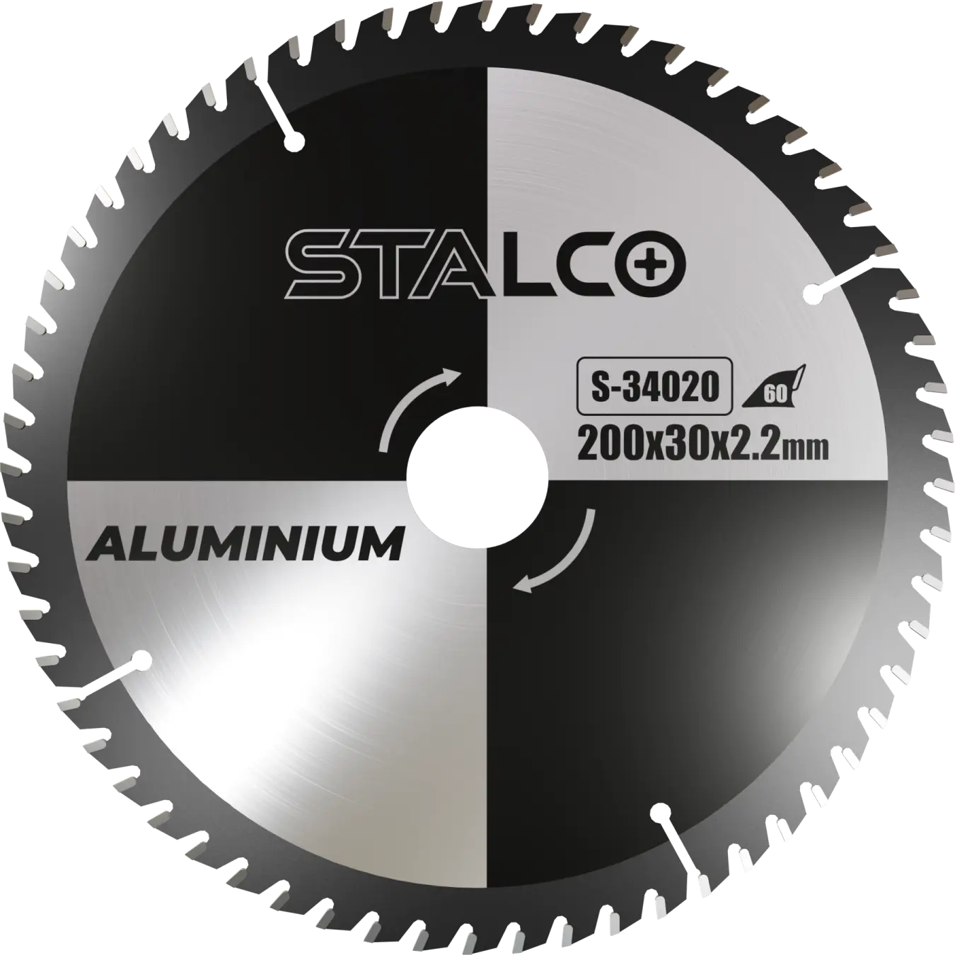 Circular Saw For Aluminum ∅200x30x2, 2mm 60tooth max 7600rpm ø200x30x2, 2mm, 60z, red. ø16, ø20 mm, STALCO S-34020