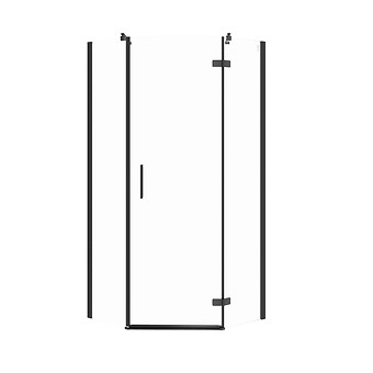 Vijfhoekige Douchecabine JOTA 90×90×195 Rechts Zwart Transparant Glas S160-015