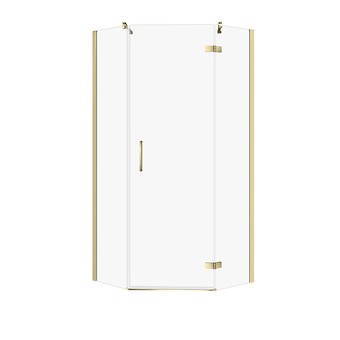Vijfhoekige Douchecabine JOTA 90×90×195 Rechts Goud Transparant Glas S160-019