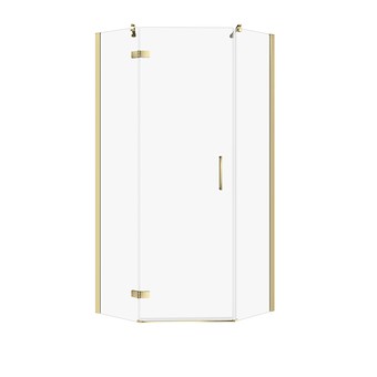 Vijfhoekige Douchecabine JOTA 90×90×195 Links Goud Transparant Glas S160-020