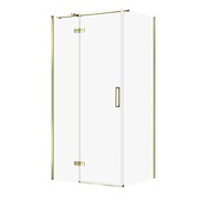 Rechthoekige douchecabine JOTA 100×80×195 links goud transparant glas S160-036