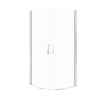Douchecabine half rond MODUO 90×90×195 volledige deur chroom transparant glas S162-017