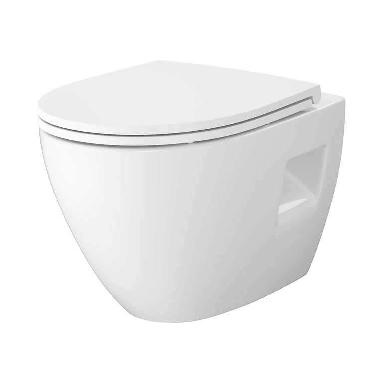 Cersanit Essentials Set 934: Savio CleanOn Wall Hung Bowl with Slim Duroplast Toilet Seat K701-147