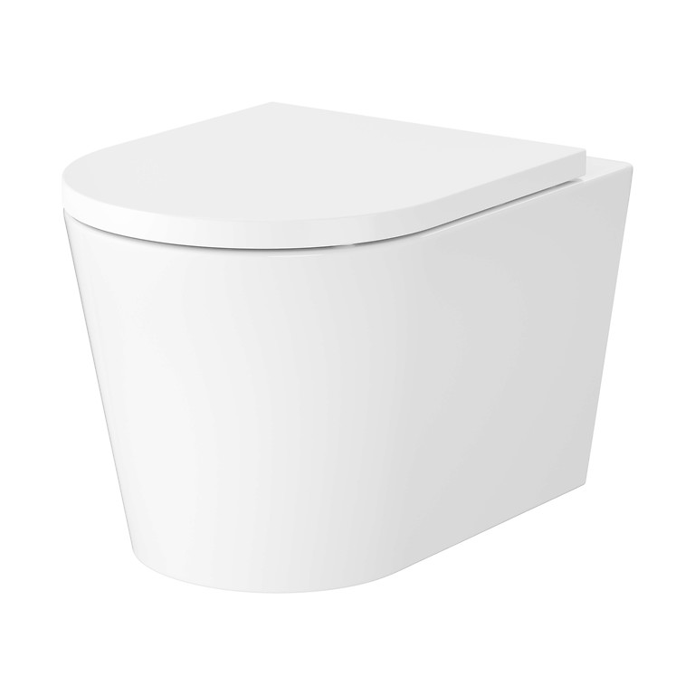 Cersanit Essentials Set C950: Mesta Pro Oval Cersanit Tornado Wall Hung Bowl with Slim Wrap Toilet Seat S4037-001
