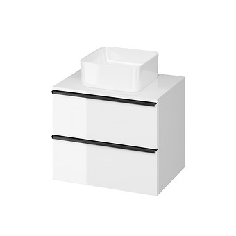 VIRGO 60 COUNTERTOP CABINET WHITE WITH BLACK HANDLES S522-019