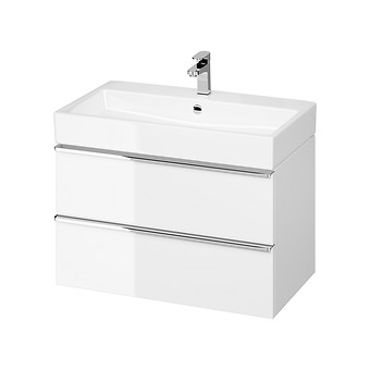 VIRGO 80 WASHBASIN CABINET WHITE WITH CHROME HANDLES S522-024