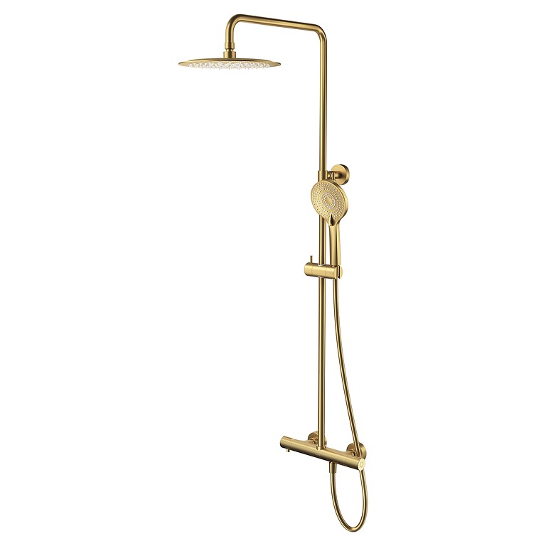Virgo Shower Column with Thermostatic Faucet Gold Brushed S522-100