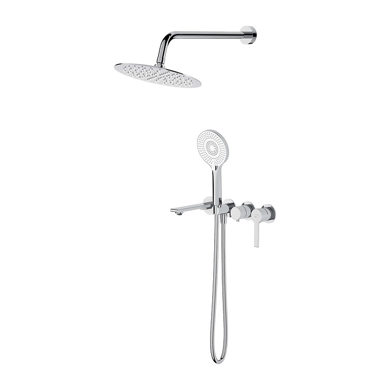 VIRGO SET C761: BATHSHOWER FAUCET CONCEALED WITH RAINSHOWER AND SPOUT CHROME S522-116