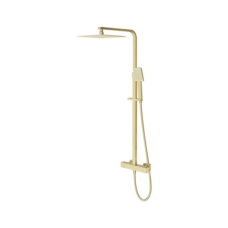 City by Cersanit Rectangular Shower Column with Thermostatic Faucet Gold Matt