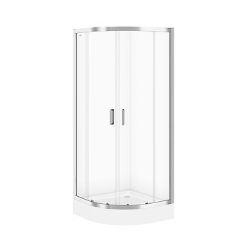 SET B97: ARTECO HALFRONDE DOUCHECABINE 90 × 190 MET TAKO DOUCHEBAK 90 × 16 S601-114