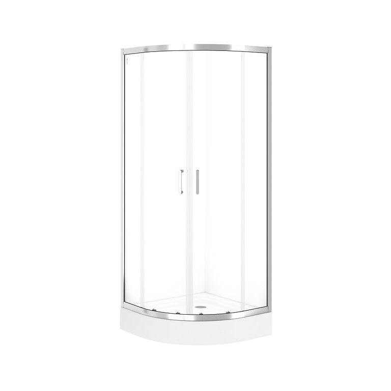 SET B859: BRASCO HALFROUND SHOWER ENCLOSURE 80×80×190 WITH TAKO SHOWER TRAY 80×16 S601-222