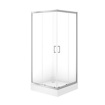 SET B864: BRASCO SQUARE SHOWER ENCLOSURE 90×90×190 WITH TAKO SHOWER TRAY 90×16 S601-227