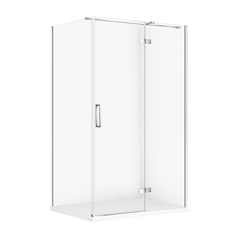 SET C350: DOUCHECABINE RECHTHOEKIG JOTA 120×90×195 RECHTS CHROOM HELDER GLAS + DOUCHEBAK TAKO SLIM WIT MAT S601-416