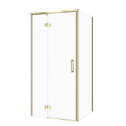 SET C271: Douchecabine rechthoekig LARGA 90 × 80 × 195 links mat goud transparant glas S601-465
