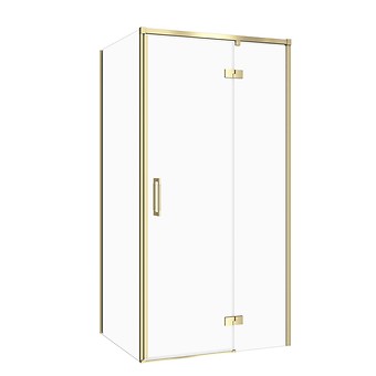 SET C276: Douchecabine rechthoekig LARGA 100 × 80 × 195 rechts mat goud transparant glas S601-468