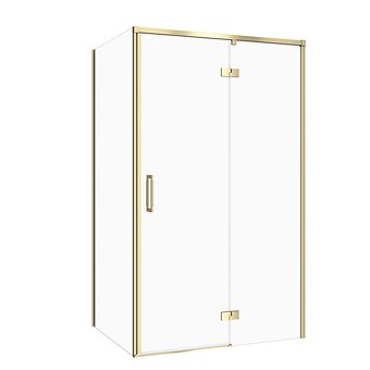 SET C282: Rechthoekige douchecabine LARGA 120×80×195 rechts goud mat transparant glas S601-471