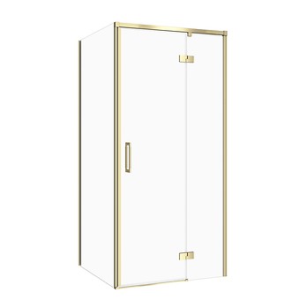 SET C264: Vierkante Douchecabine Larga 80×80×195 Rechts Mat Goud Transparant Glas S601-487