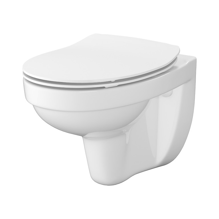Cersanit Essentials Set B470 Cersania Wall Hung Bowl SimpleOn, Slim, Antibacterial Duroplast, Soft-Close, Easy-Off Seat S701-566